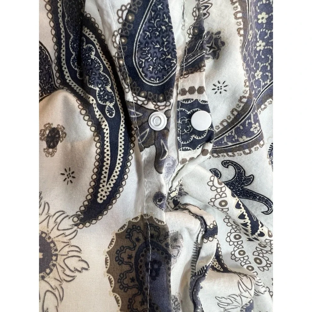 IKEA Sotblomster Paisley Medallion Duvet Cover Full Size White Blue Tan 82 X 82